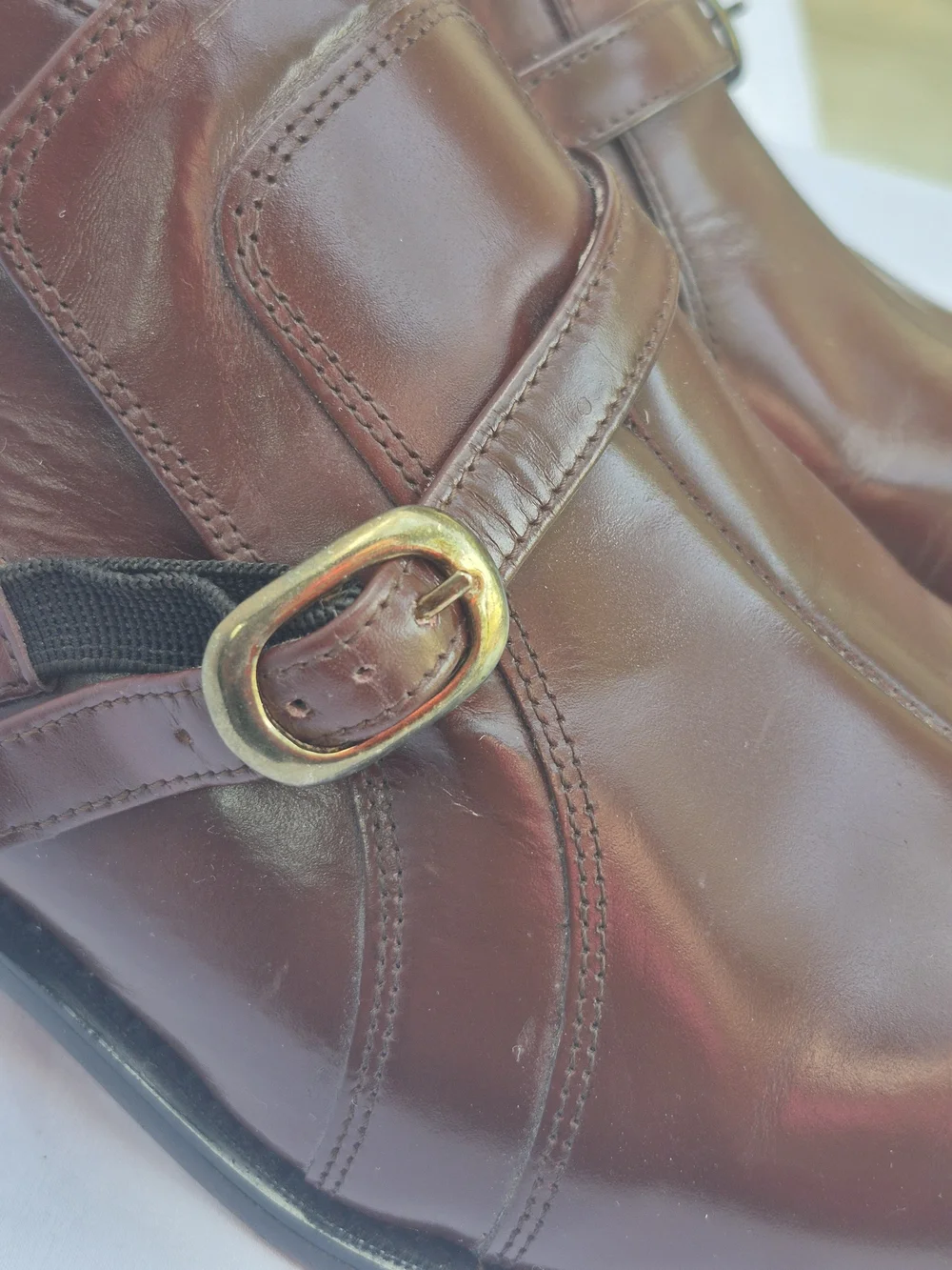 SEARS Vintage Men Brown Leather Monk Strap Ankle Boots Shoes Buckle Size 10EE